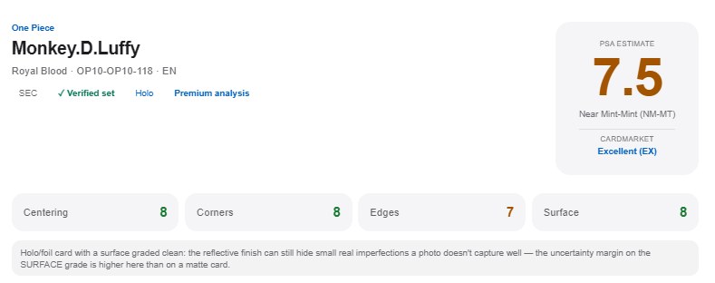 Screenshot of an analysis result in the portal