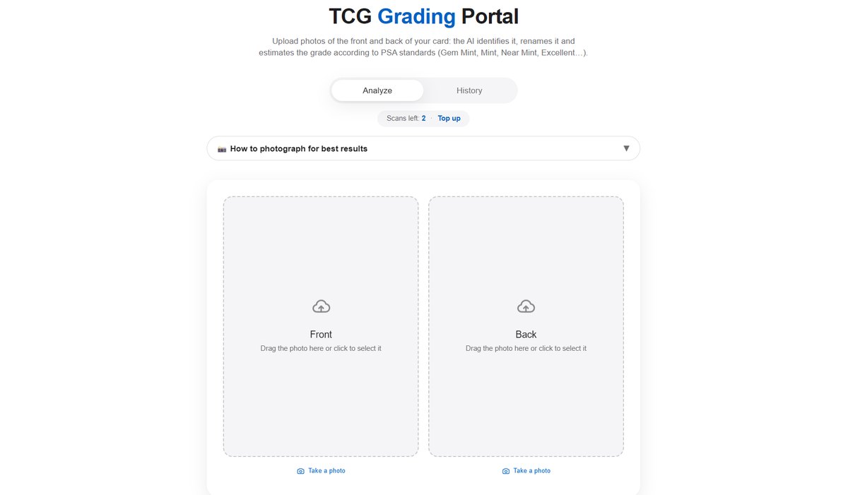 Upload front and back